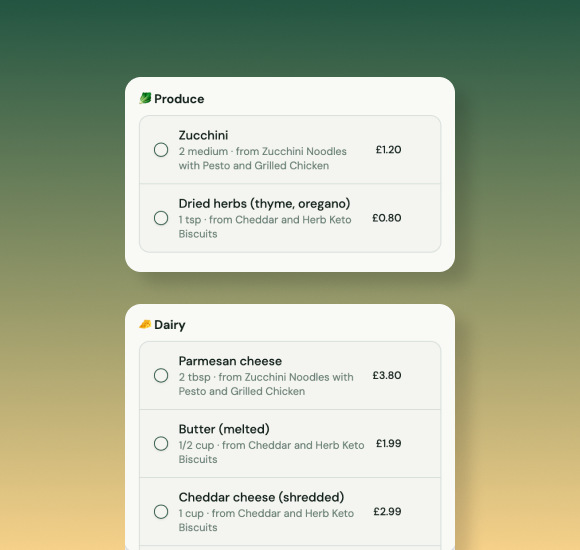Keto Amigo — App window detail 2